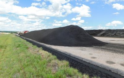Mound of reclaimed asphalt pavement accumulated as part of the Cold Central Plant Recycling process.